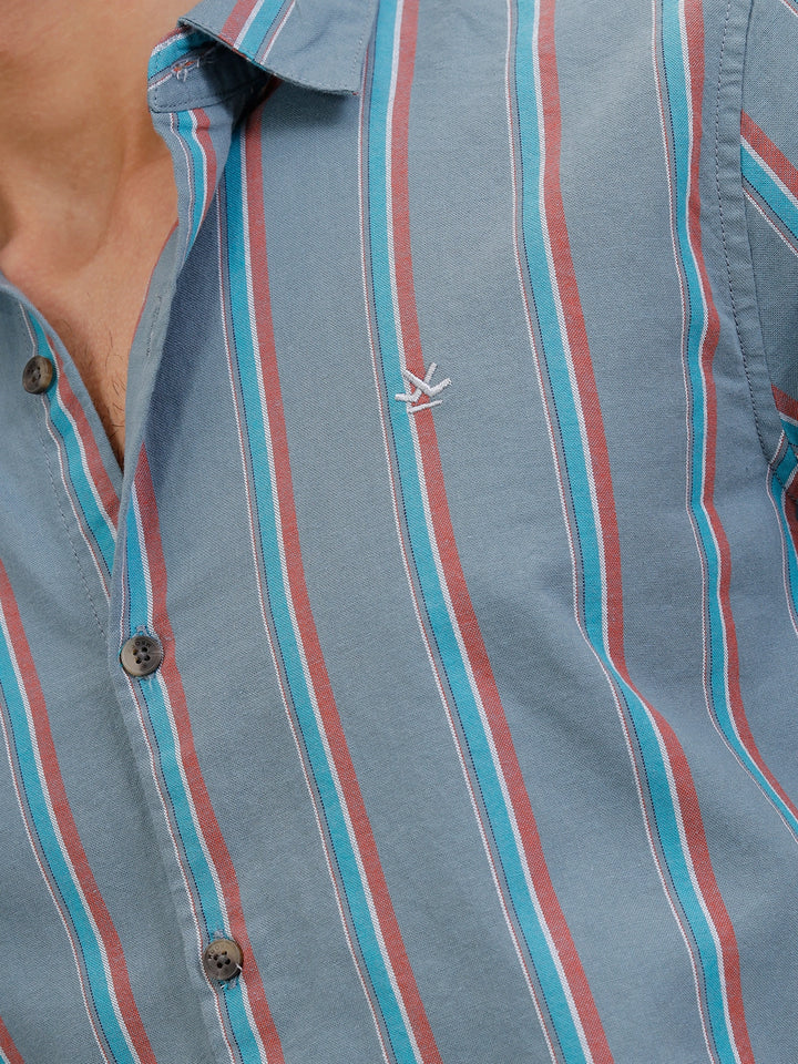 Textured Stripe Regular Fit Shirt | Grey