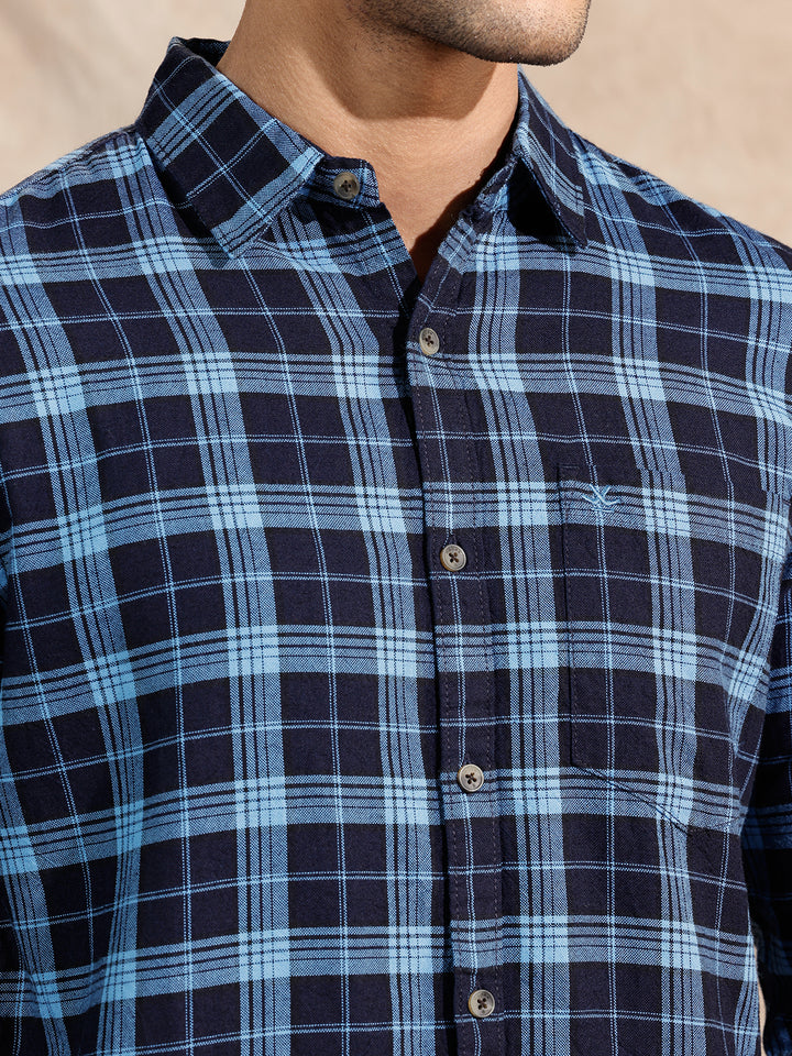 Oxford Checked Shirt | Navy Blue