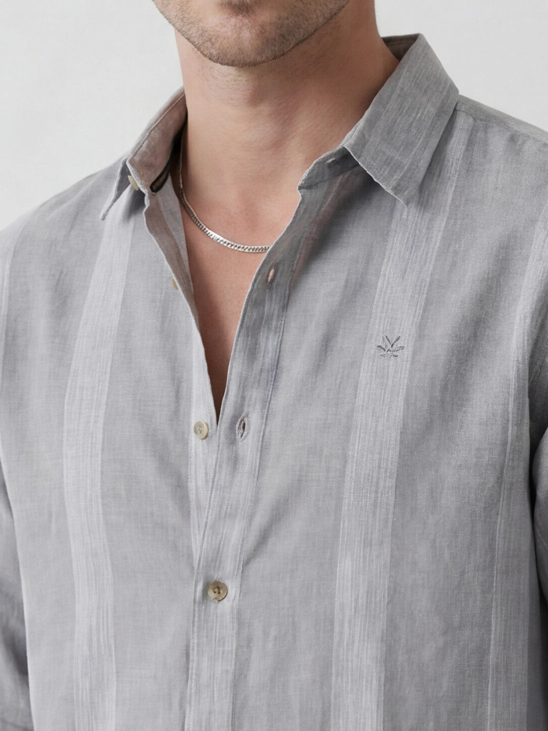 Comfort Fit Striped Shirt | Grey