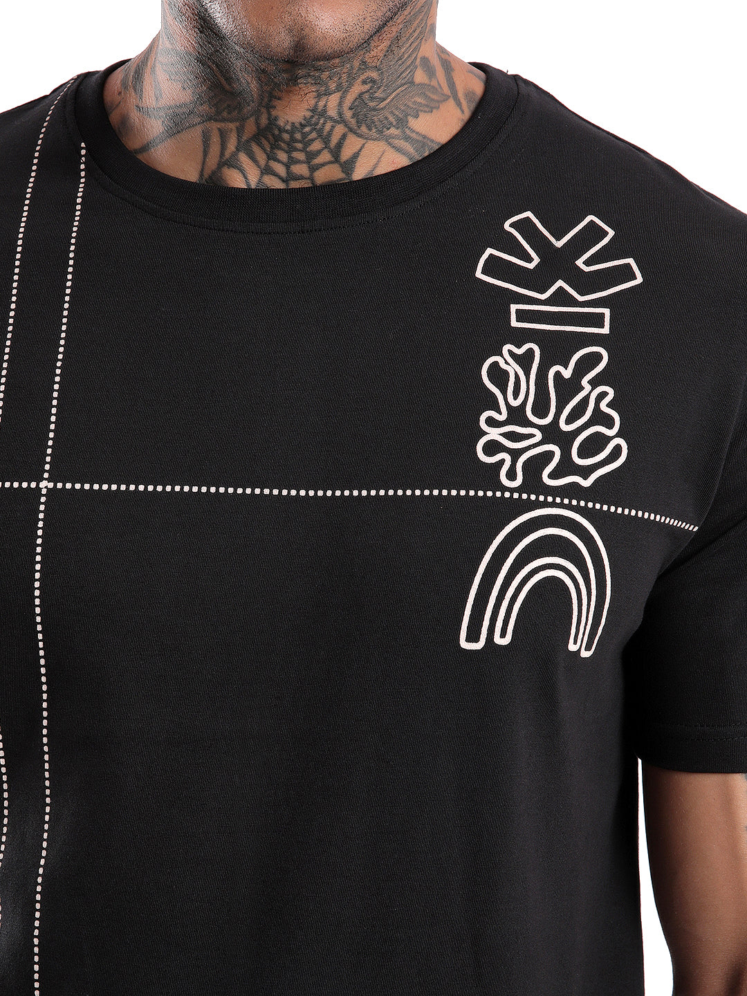 Coral Black Logo Printed T-Shirt