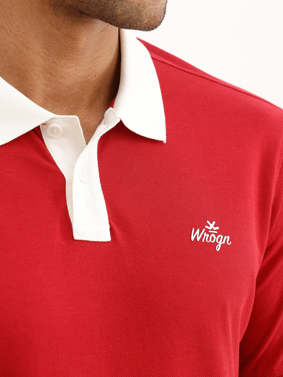 Slim Fit Contrast Collar Polo T-Shirt | Red