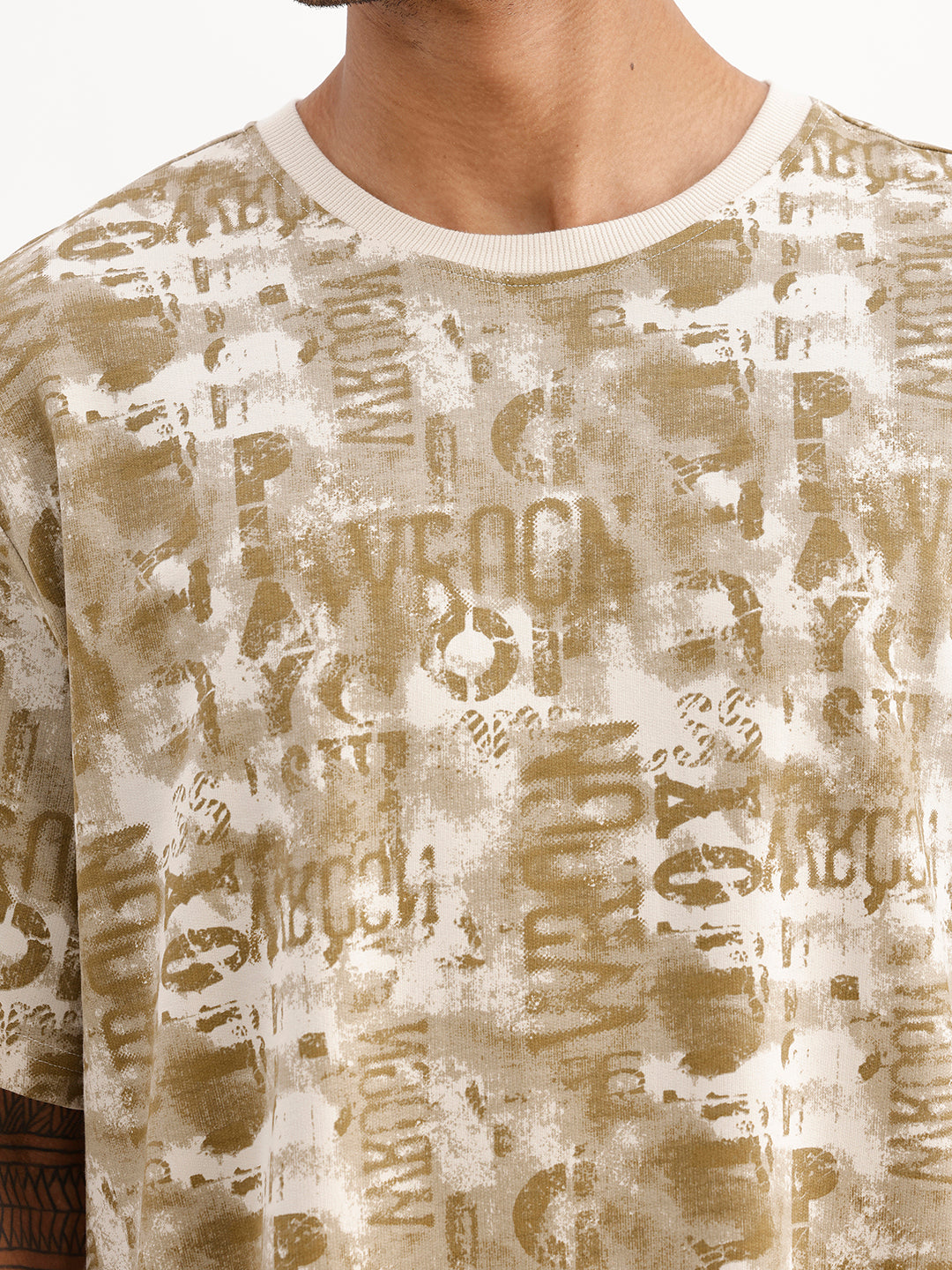 Classic Oversized AOP T-Shirt | Beige