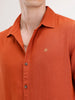 Slim Fit Linen Blend Shirt | Rust