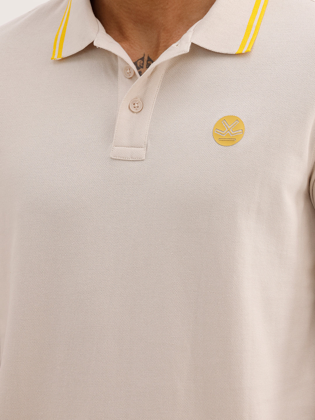 Classic Tipping Collar Polo T-Shirt | Beige | WWTS235F