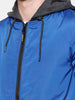 Blue Slim Fit Nylon Hooded Jacket