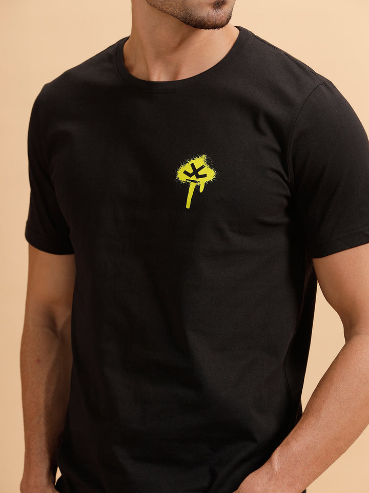 Sprayed Logo Printed T-Shirt | Black