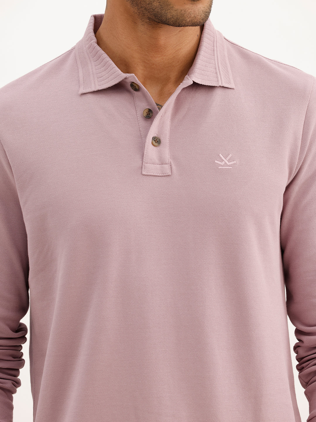 Slim Fit Full Sleeve Polo T-Shirt | Pink
