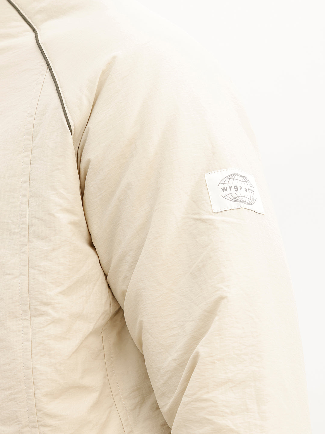 Solid Regular Fit Zipper Puffer Jacket | Beige