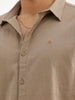 Solid Slim Fit Half Sleeve Shirt | Light Brown