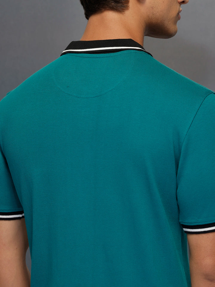 Classic Tipping Collar Polo T-Shirt   |  Teal