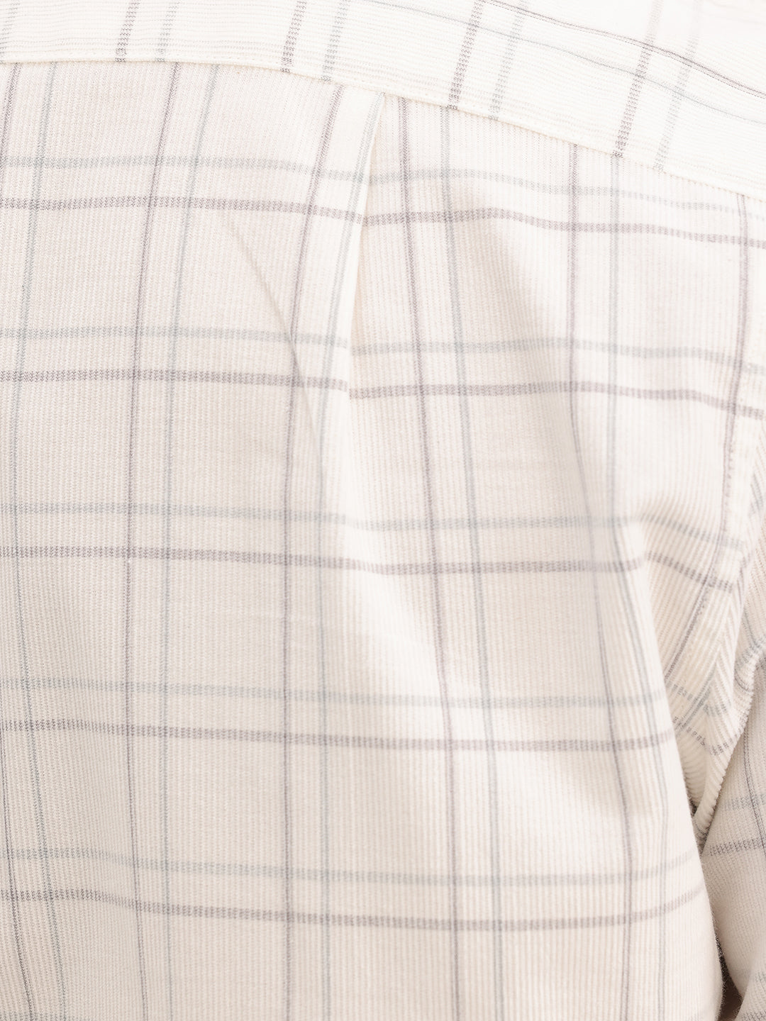 Slim Fit Checkered Corduroy Shirt | White