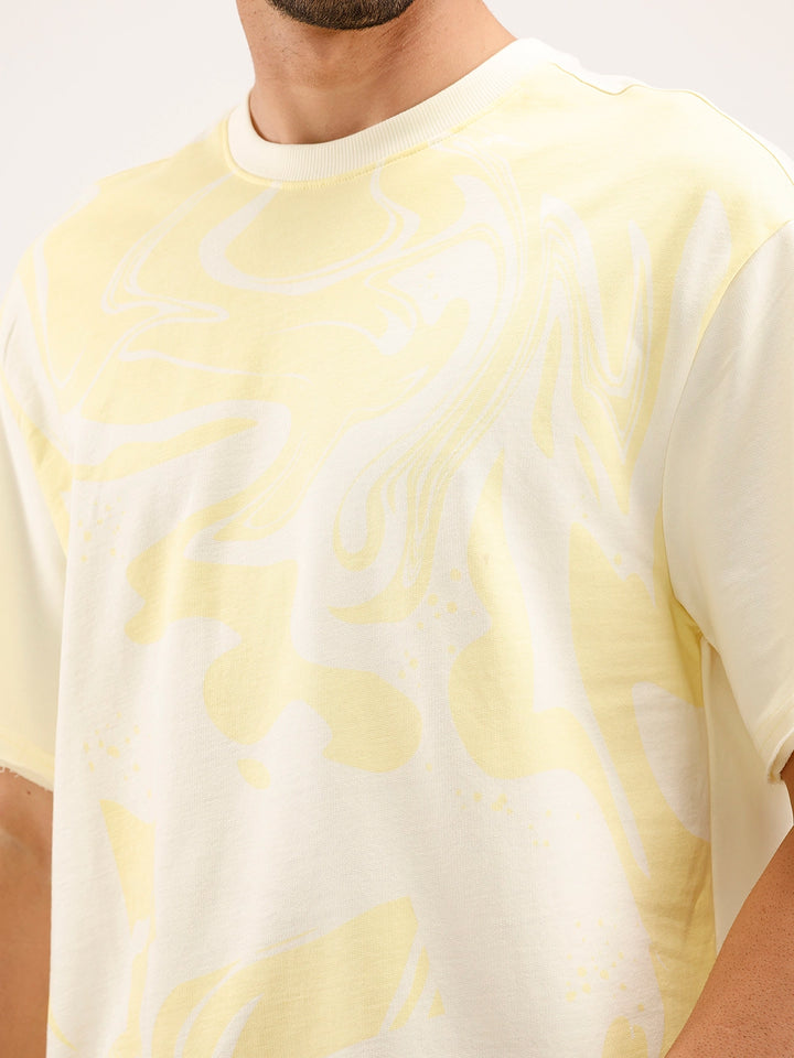 Oversized Fit Panel Printed T-Shirt | Light Yellow