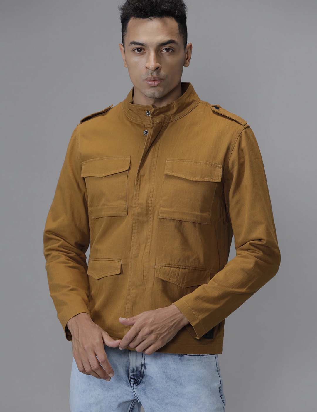 Solid Brown Technical Jacket