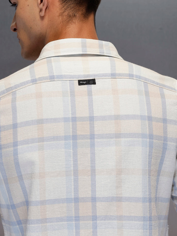 Men's casual check design slimfit shirt | Light Blue
