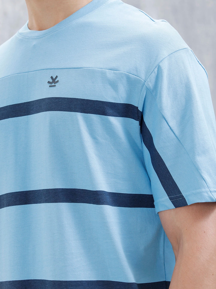 Striped Men's Casual Oversized Fit T-Shirt | Blue