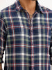 Slim Fit Checkered Full Sleeve Shirt | Navy Blue