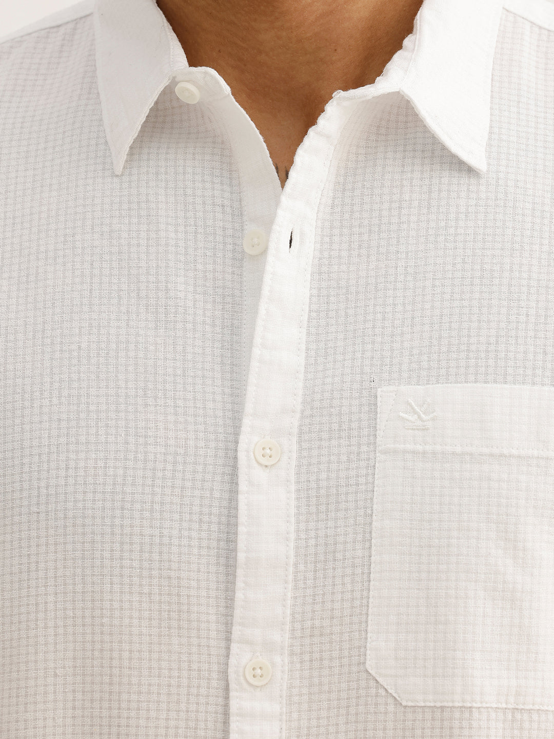 Solid Regular Fit Textured Shirt | White