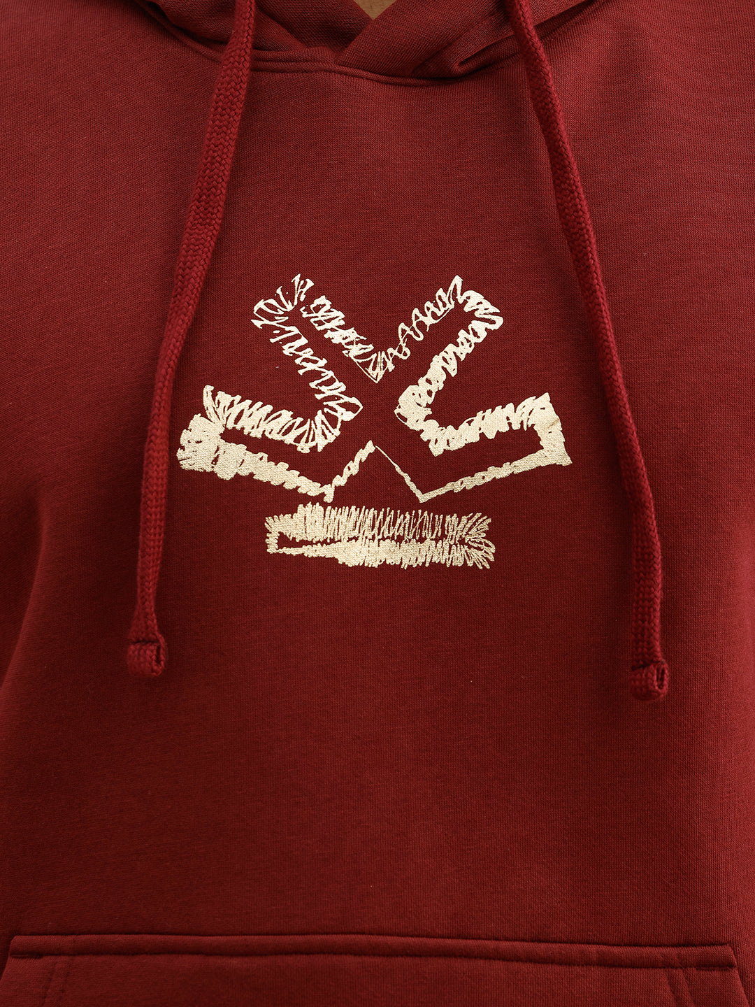 Classic Foil Printed Hooded Sweatshirt | Maroon