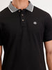 Regular Fit Contrast Collar Polo T-Shirt  | Black