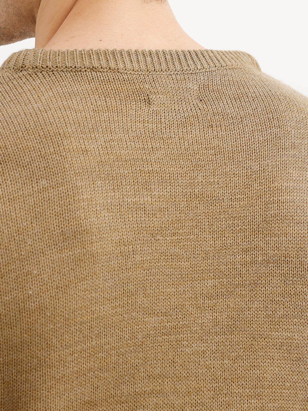 Classic Jacquard Full Sleeve Sweater | Khaki | WSW02FSRE1104W