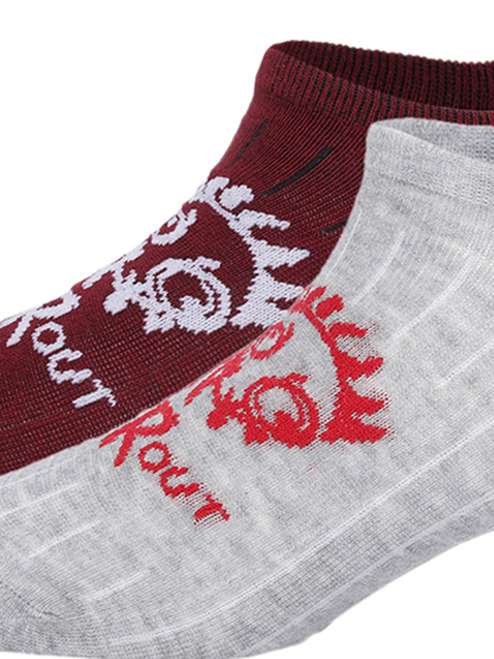 Snug Monster Grey & Wine No Show Socks Pack of 2