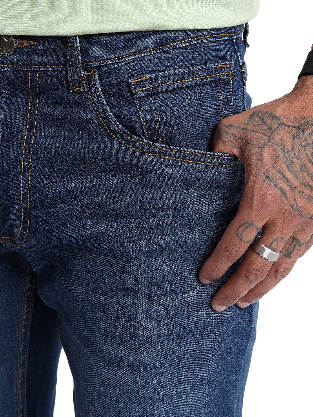 Twilled Dark Blue Denim Jeans