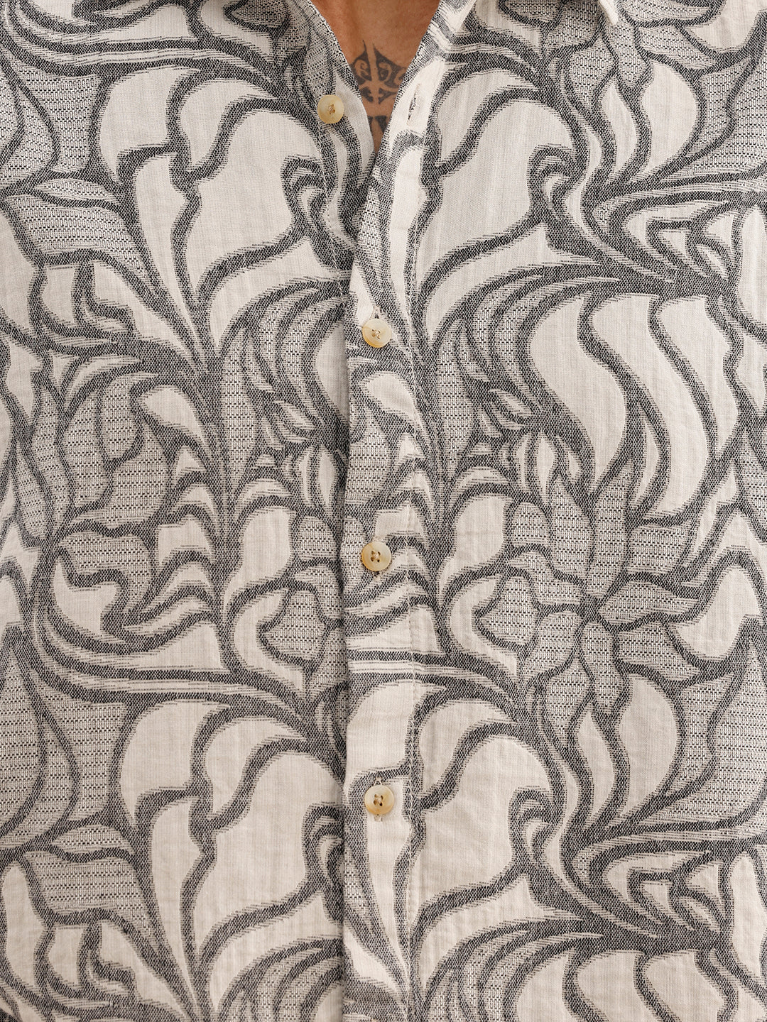 Classic Comfort Fit Jacquard Shirt | Grey