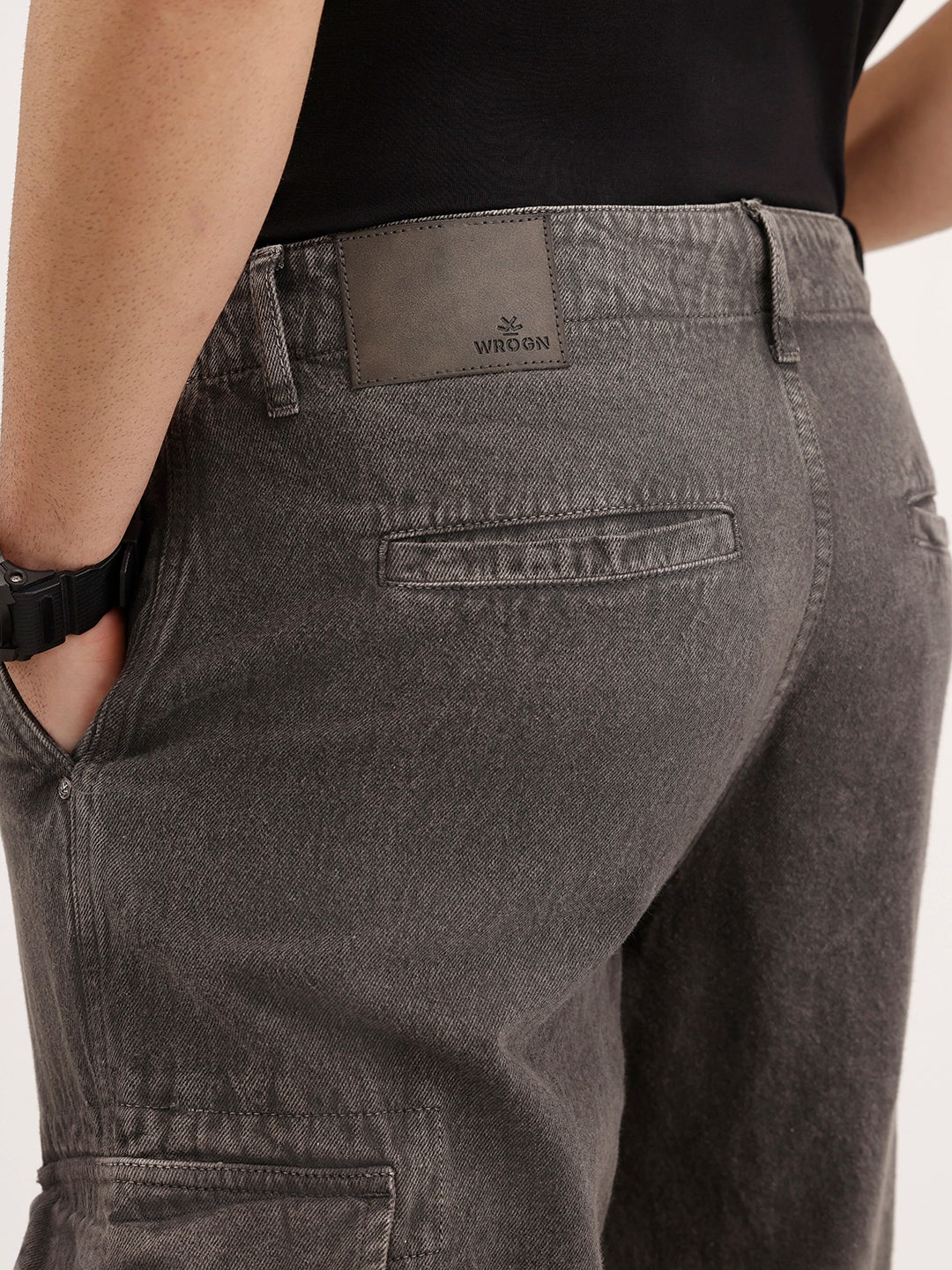 Loose Fit Cargo Denim Jeans | Charcoal