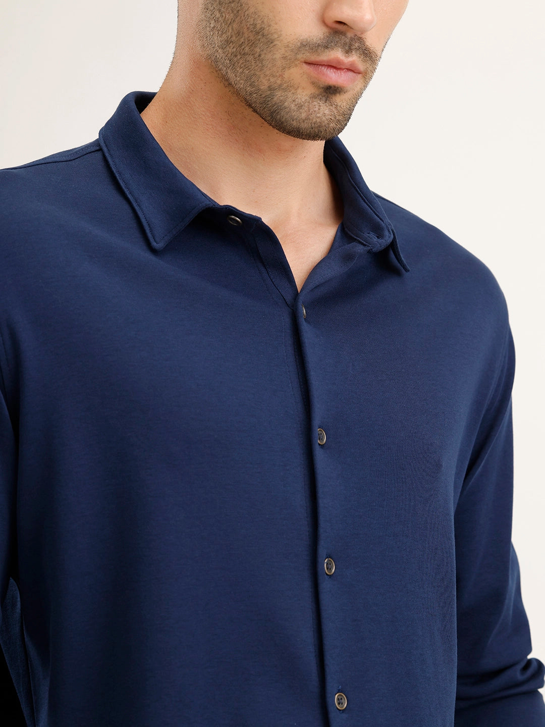 Slim Fit 100% Cotton Shirt | Navy Blue