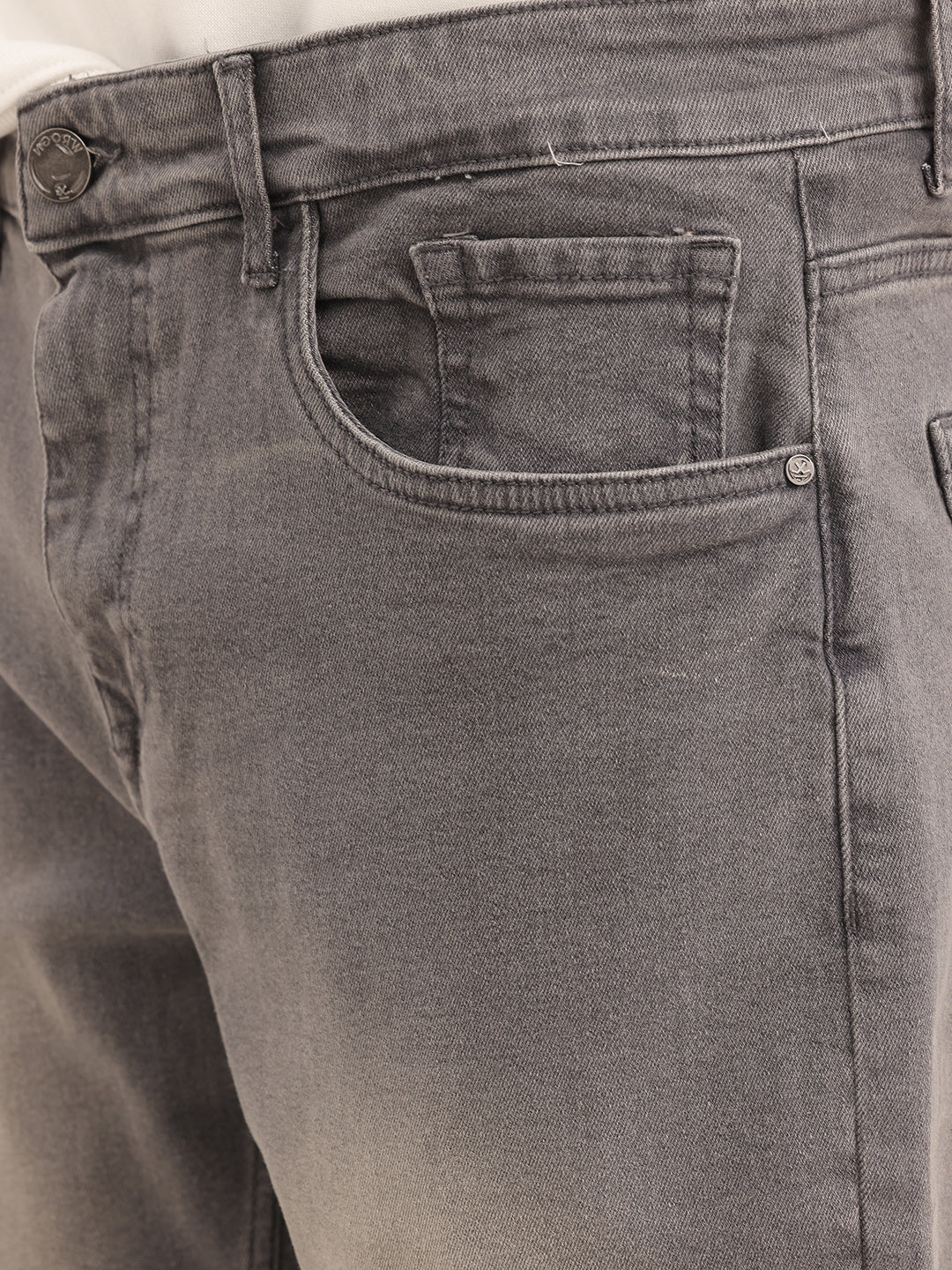 Washed Straight Fit Denim Jeans | Light Grey