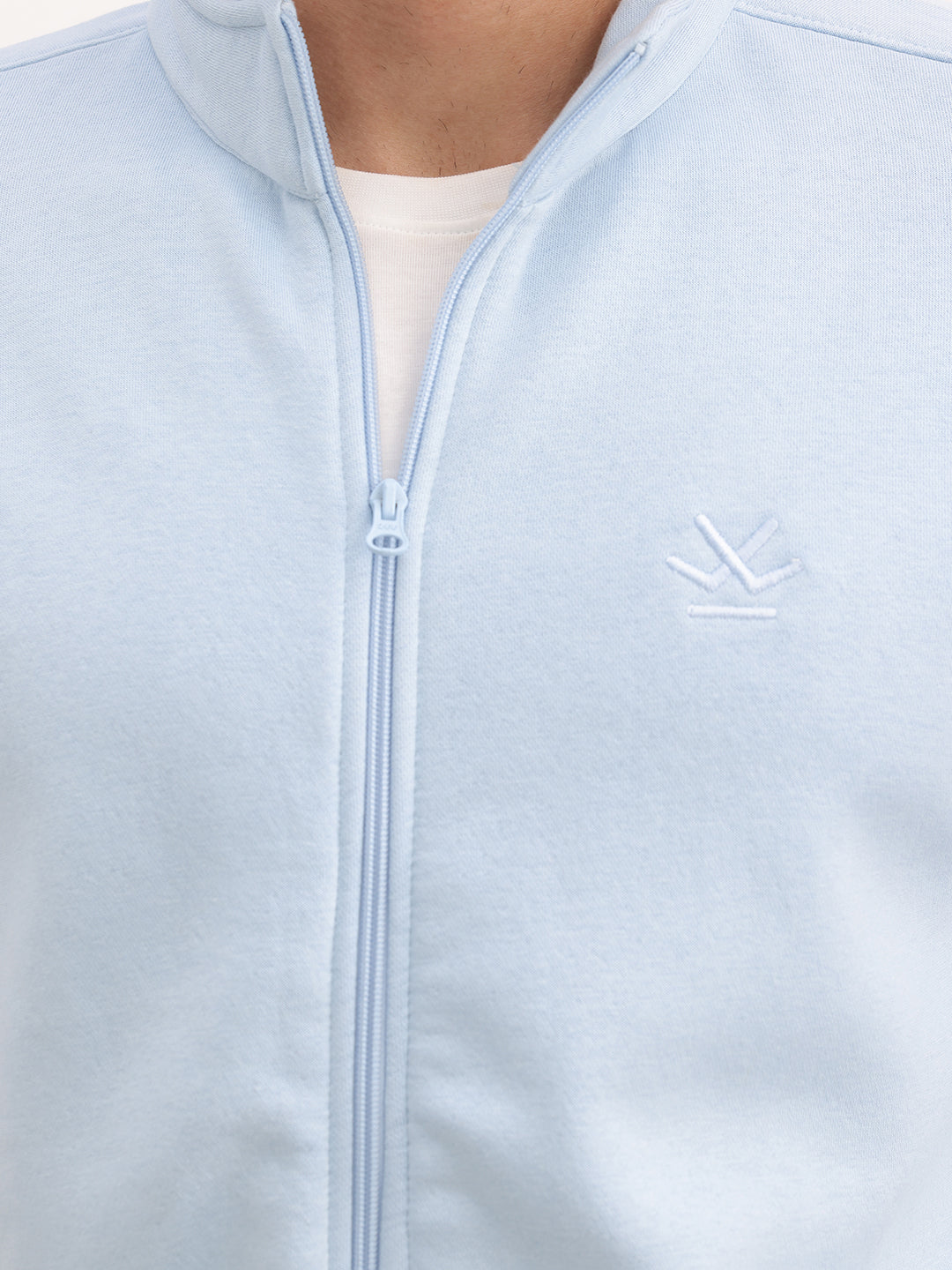 Classic Comfort Fit Zipper Sweatshirt | Light Blue
