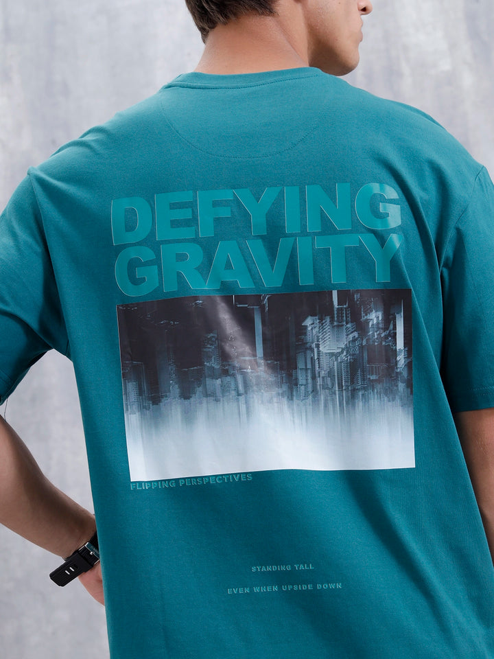 Casual Men Oversized Fit Tee With Graphic | Green
