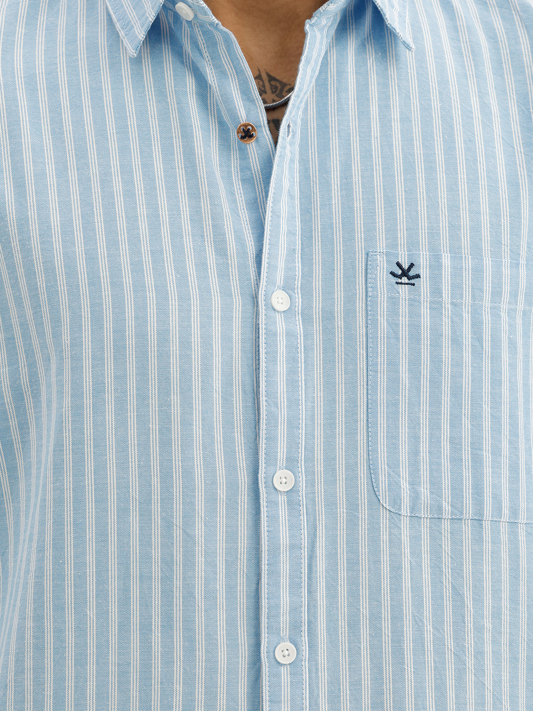 Classic Slim Fit Striped Shirt | Blue