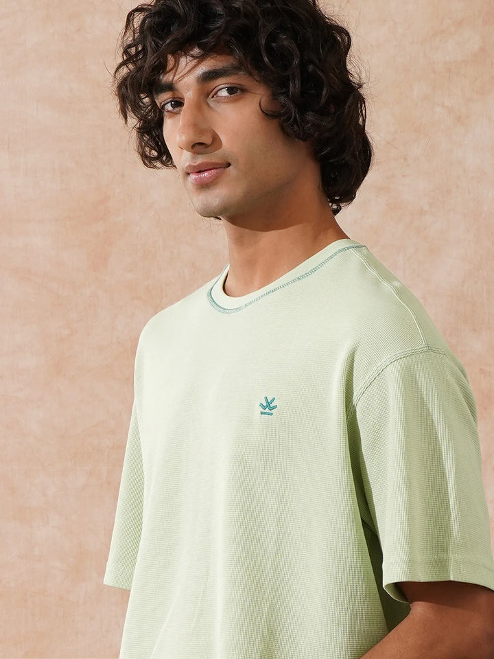 Textured Waffle Knit T-Shirt | Sage