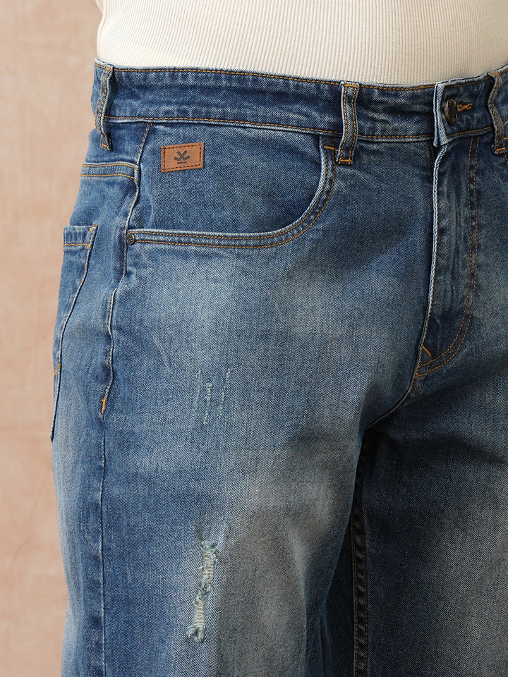 Mildly Distressed Anti Fit Jeans | Blue