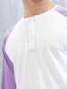 Wrogn Men's Raglan Sleeves Colorblocked Henley T-Shirt | White