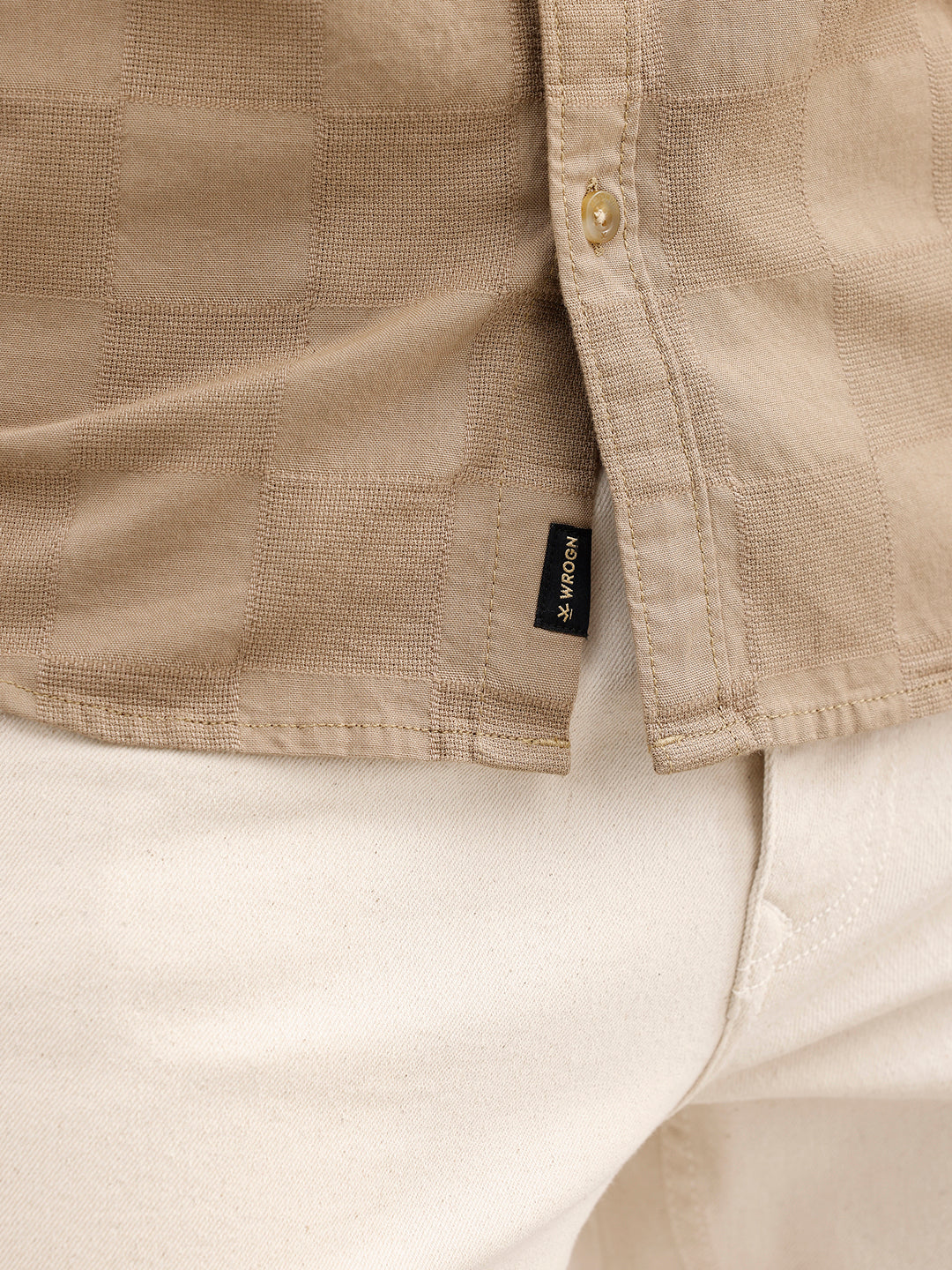 Comfort Fit Textured Shirt | Khaki