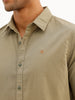 Solid Slim Fit Full Sleeve Shirt | Olive
