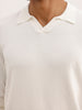 Solid Slim Fit Full Sleeve Polo T-Shirt | Off White | WPT02FSSL1630S