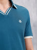 Contrast Tipped Johnny Collar Slim Fit Polo | Teal