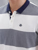 Regualr Fit Striped Printed Polo Tshirt | White