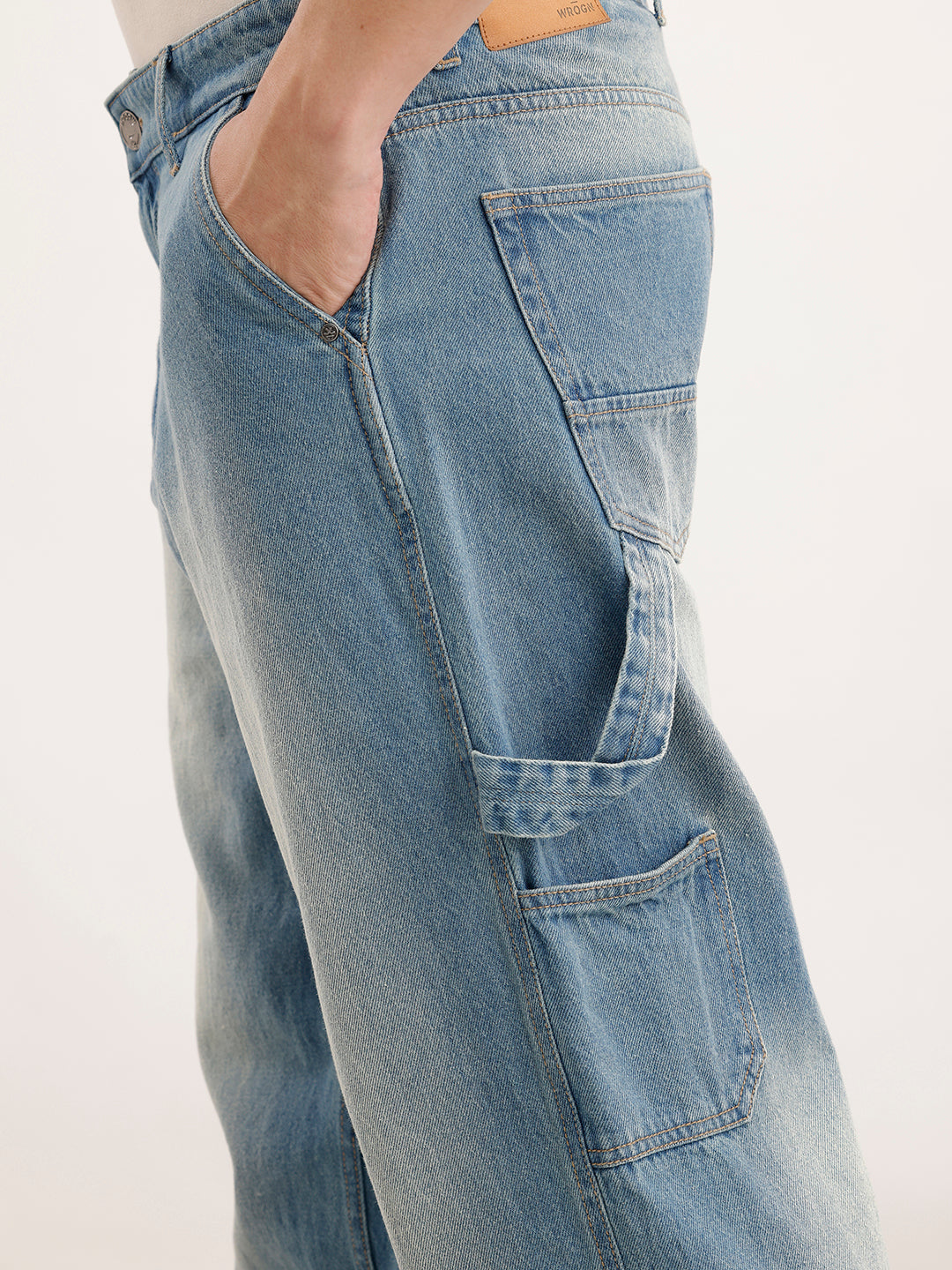 Loose Fit Faded Denim Jeans  | Light Blue