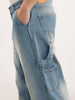 Loose Fit Faded Denim Jeans  | Light Blue