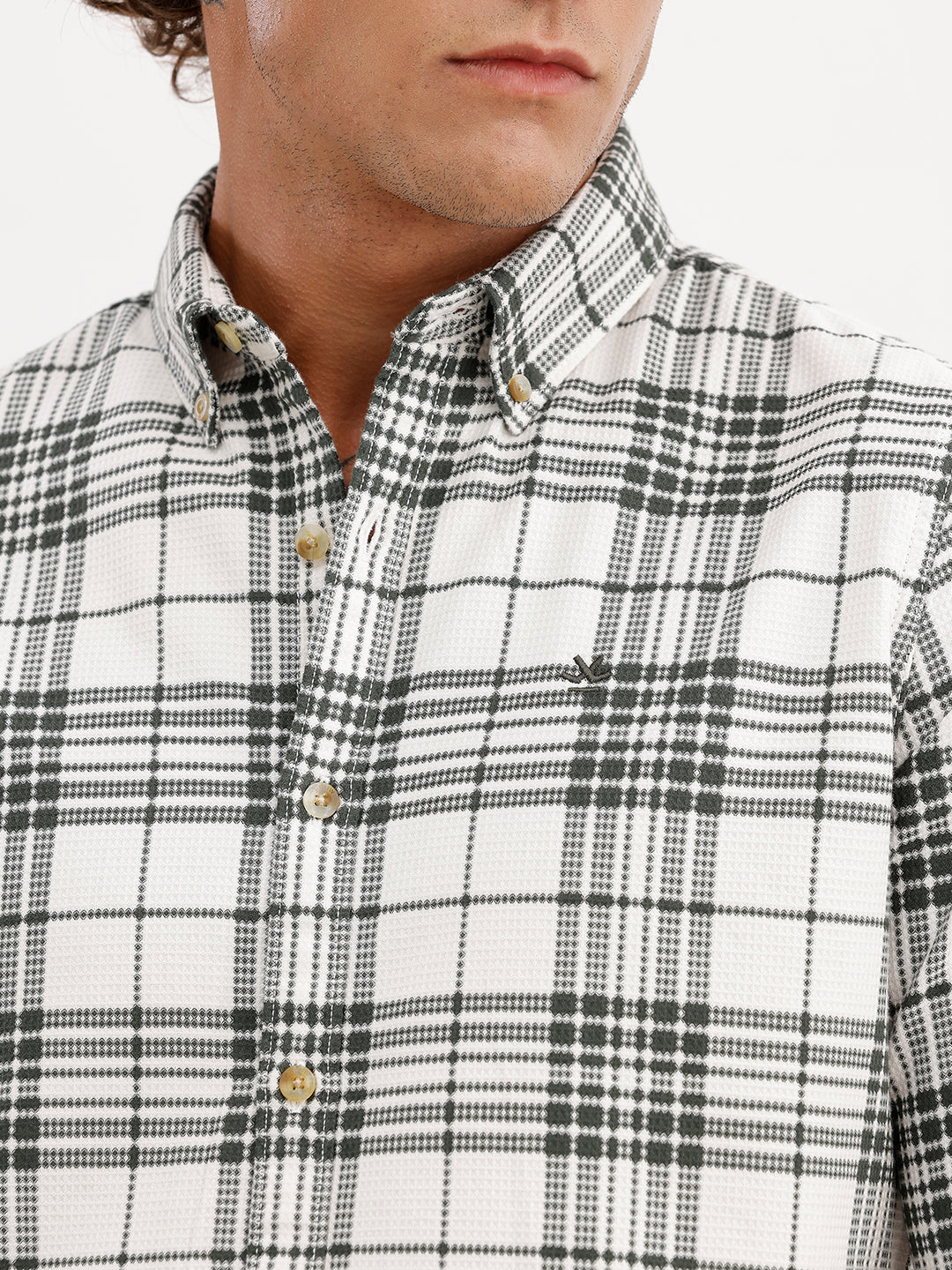 Textured Regular Fit Full Sleeve Shirt | White
