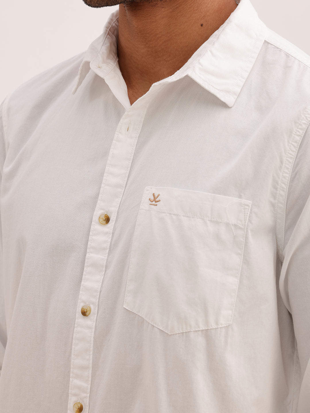 Solid Full Sleeve Shirt | White