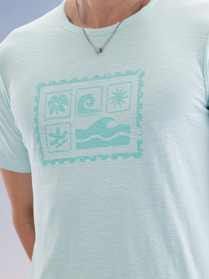 Slim Fit Textured T-Shirt  | Light Green