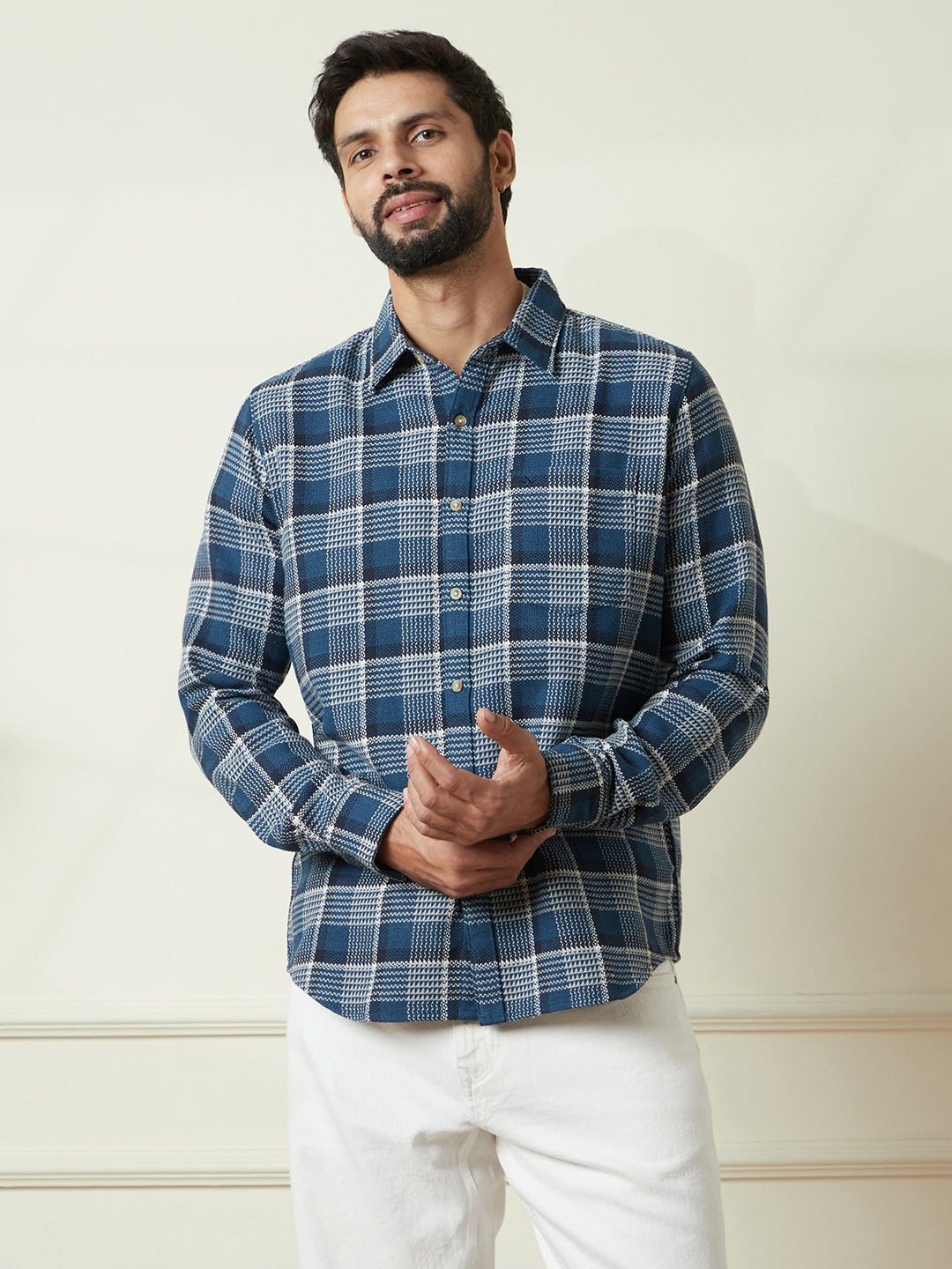 Checked Slim Fit Shirt in Blue