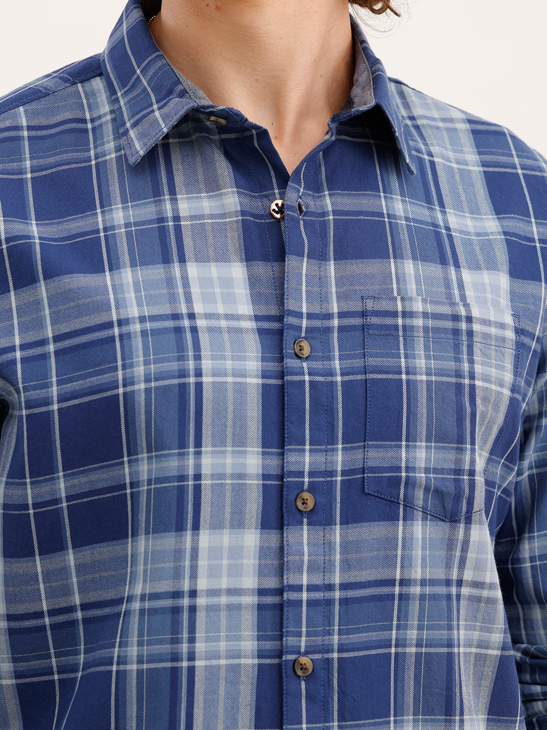 Slim Fit Checkered Shirt | Blue