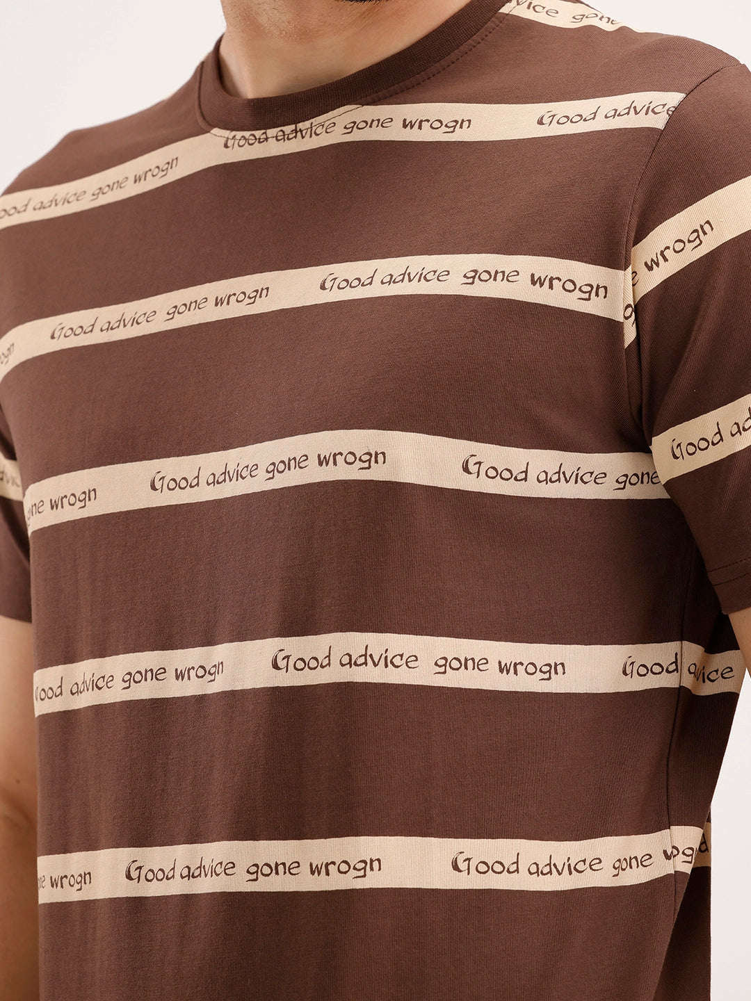 Slim Fit Striped T-Shirt | Brown