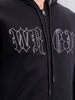 Oversized Fit Zip-Through Hoodie With Contrast Stitch | Black